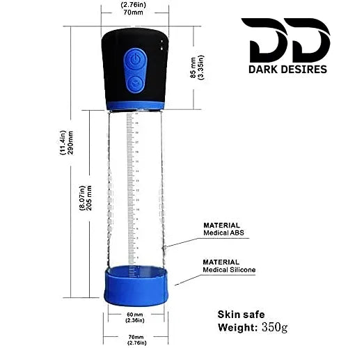Automatic Electric Penis Pump High Vacuum Pressure Enlargement Device Black blue color In India By DarkDesires