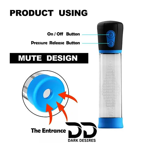 Automatic Electric Penis Pump High Vacuum Pressure Enlargement Device Black blue color In India By DarkDesires