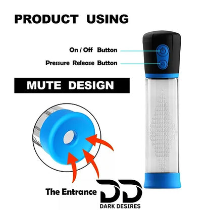 Automatic Electric Penis Pump High Vacuum Pressure Enlargement Device Black blue color In India By DarkDesires