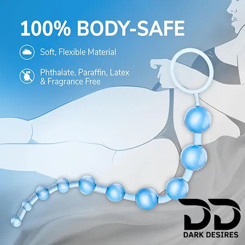 10 bead soft jelly flexible anal beads blue color India by DarkDesires