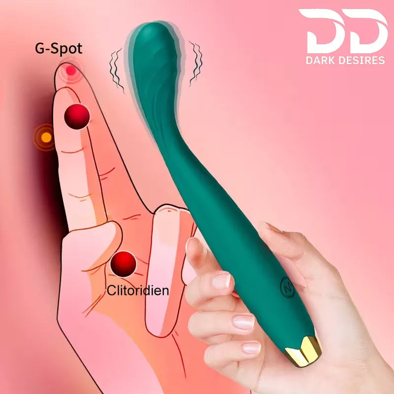 G- SPOT Slim Wand for female vibrator low sound rechargeable green color DarkDesires