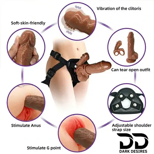 hajiang adjustable strap-on harness with vibrating dildo in India by Darkdesires