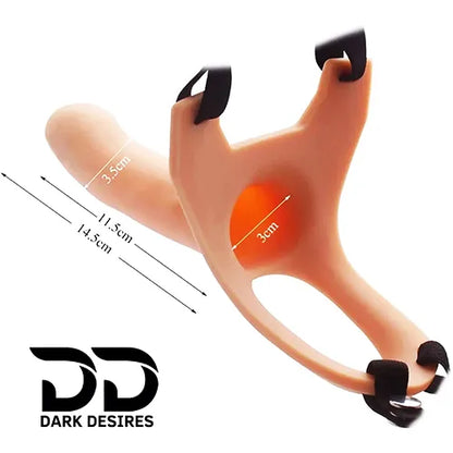 Curved Hollow Strap-On Silicone 6 inch Dildo Wearable Belt Sleeve Flesh Tone India In DarkDesires