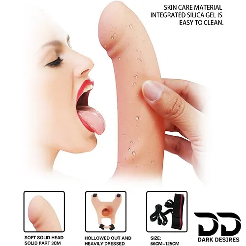 Curved Hollow Strap-On Silicone 6 inch Dildo Wearable Belt Sleeve Flesh Tone India In DarkDesires