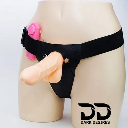 Hollow Strap-On Dildo wired remote with Vibration Adjustable Belt Harness Flesh Tone India By DarkDesires