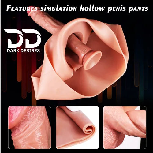 Hollow Wearable Strap-On Dildo 8 inch Pants Realistic Skin Touch Design Flesh Tone in India by DarkDesires