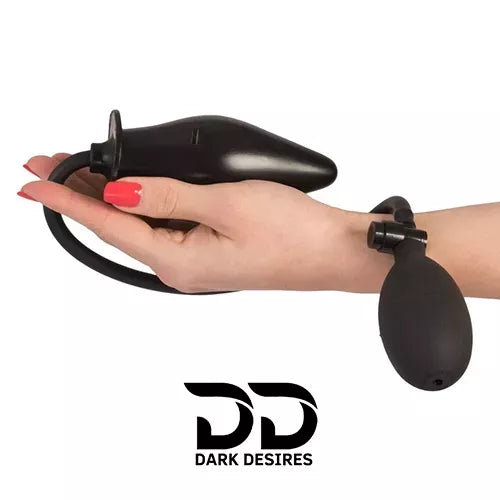 inflatable butt plug with air filling pump for adults. Adjustable, soft, and comfortable for beginners and experienced users black color DarkDesires