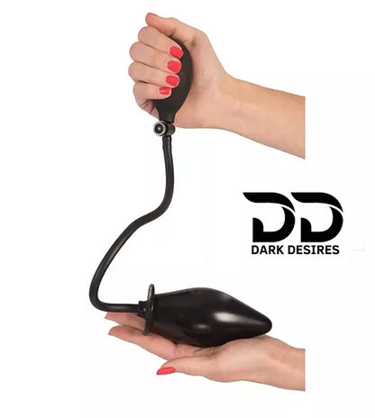inflatable butt plug with air filling pump for adults. Adjustable, soft, and comfortable for beginners and experienced users black color DarkDesires