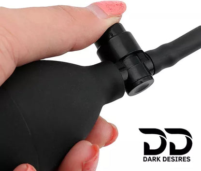 inflatable butt plug with air filling pump for adults. Adjustable, soft, and comfortable for beginners and experienced users black color DarkDesires