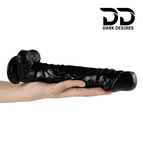 10 inch Large Realistic black dildo with suction cup India by DarkDesires