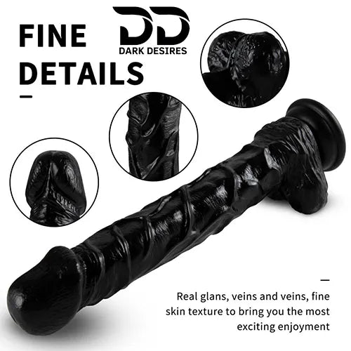 10 inch Large Realistic black dildo with suction cup India by DarkDesires