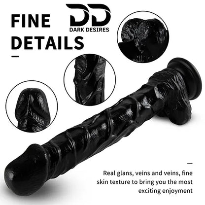 10 inch Large Realistic black dildo with suction cup India by DarkDesires