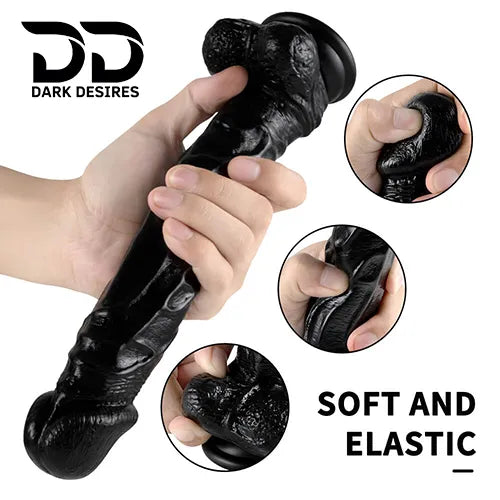 10 inch Large Realistic black dildo with suction cup India by DarkDesires