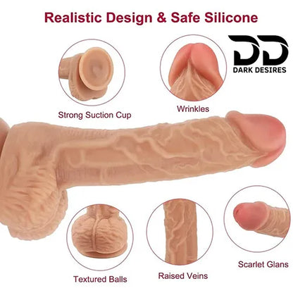 10 inch Realastic Skin Tone dildo with suction cup In India by DarkDesires