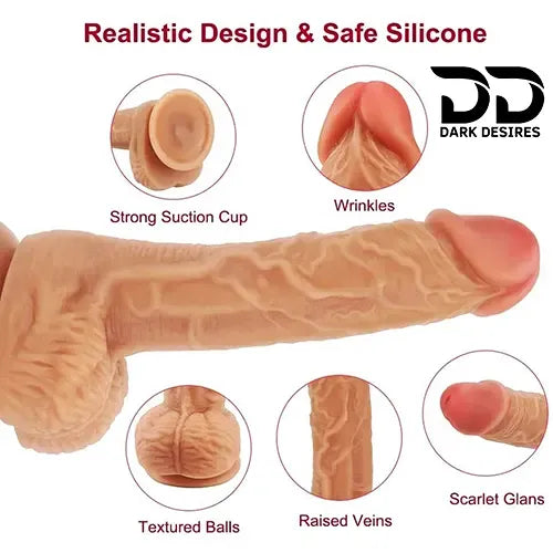 Lance 10 Inch Strap-On Dildo skin tone Strong Suction Base with Adjustable Belt India By DarkDesires