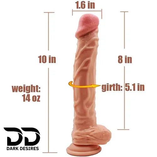 Lance 10 Inch Strap-On Dildo skin tone Strong Suction Base with Adjustable Belt India By DarkDesires