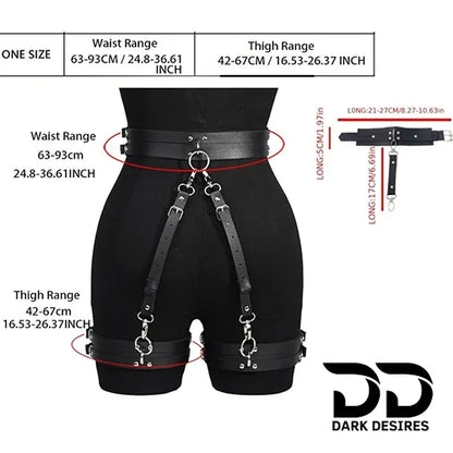 leather body harness waist chain set leg garter thigh belt lingerie India in DarkDesires