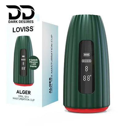 Loviss Alger Oral Masturbator Cup Multi Vibration with Heating Dark Green in India By DarkDesires