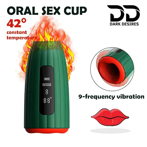 Loviss Alger Oral Masturbator Cup Multi Vibration with Heating Dark Green in India By DarkDesires