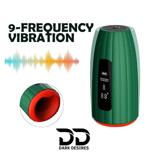 Loviss Alger Oral Masturbator Cup Multi Vibration with Heating Dark Green in India By DarkDesires