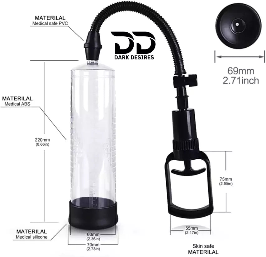 Manual Penis Enlargement Pump  with Clear Cylinder Adjustable Vacuum  Suction cock Enlargement darkdesires