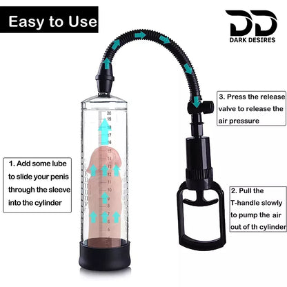 Manual Penis Enlargement Pump  with Clear Cylinder Adjustable Vacuum  Suction cock Enlargement darkdesires