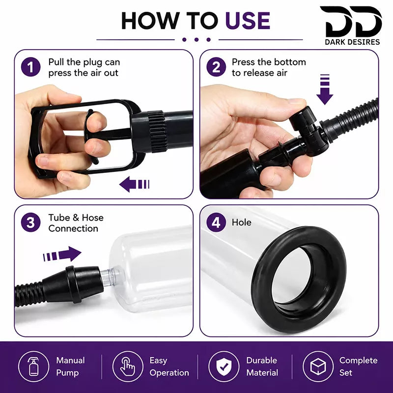 how to use Manual Penis Enlargement Pump  with Clear Cylinder Adjustable Vacuum  Suction cock Enlargement Penis Pump India by darkdesires