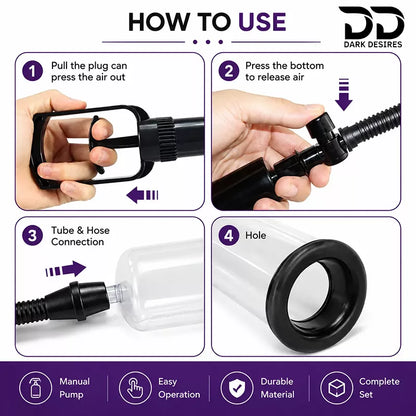 how to use Manual Penis Enlargement Pump  with Clear Cylinder Adjustable Vacuum  Suction cock Enlargement Penis Pump India by darkdesires