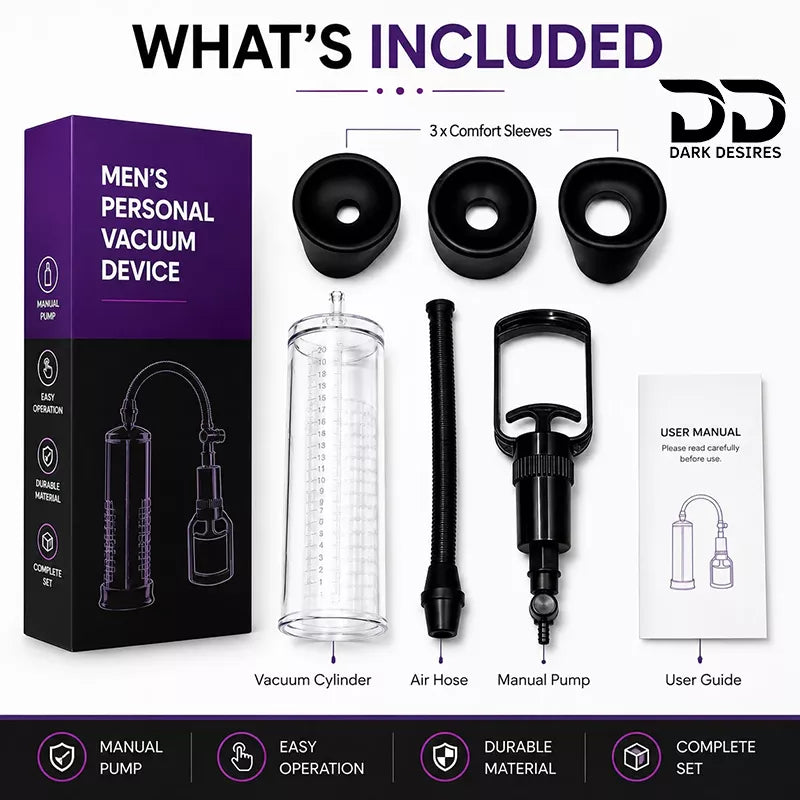 what's include in package Manual Penis Enlargement Pump  with Clear Cylinder Adjustable Vacuum  Suction cock Enlargement Penis Pump India by darkdesires