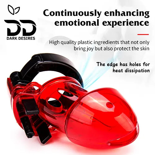 Men’s chastity cage underwear Adjustable locking mechanism Red India By DarkDesires