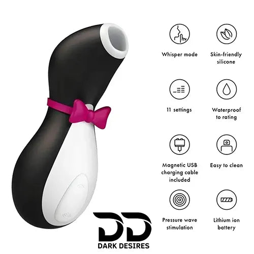 penguin air pulse clitoral suction vibrator massager stimulator toy Black Color India by Darkdesires