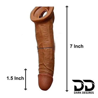 7 inch silicone penis extender sleeve brown India By DarkDesires