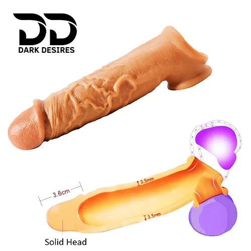 6 inch double hole penis sleeve brown Silicon girth extender sleeve India by DarkDesires