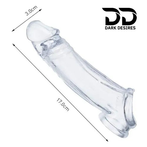 double hole 7 inch penis sleeve dragon condom silicone sleeve Transparent Color India by DarkDesires