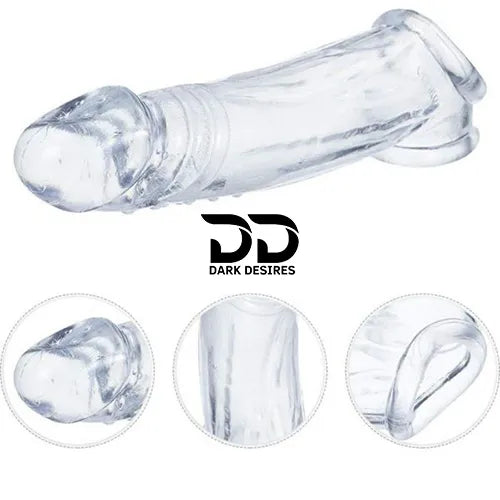 double hole 7 inch penis sleeve dragon condom silicone sleeve Transparent Color India by DarkDesires