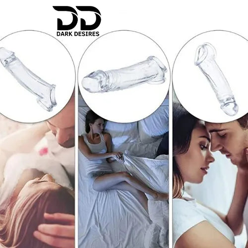 double hole 7 inch penis sleeve dragon condom silicone sleeve Transparent Color India by DarkDesires