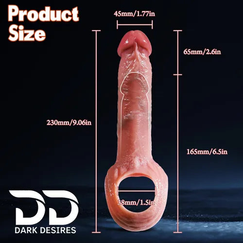 9 inch double hole penis sleeve realistic silicone penis sleeve skin tone India by DarkDesires.in