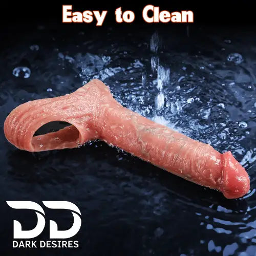 9 inch double hole penis sleeve realistic silicone penis sleeve skin tone India by DarkDesires.in