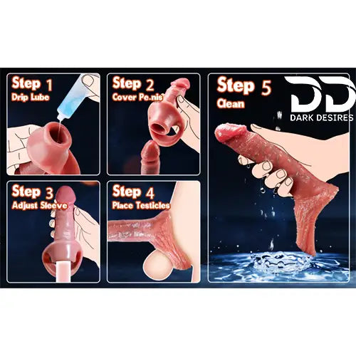 9 inch double hole penis sleeve realistic silicone penis sleeve skin tone India by DarkDesires.in