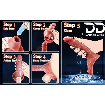 9 inch double hole penis sleeve realistic silicone penis sleeve skin tone India by DarkDesires.in