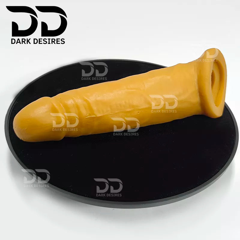 7 inch double hole penis sleeve Beige color Silicon girth extender penis sleeve India cock sleeve india by DarkDesires penis sleeve in India