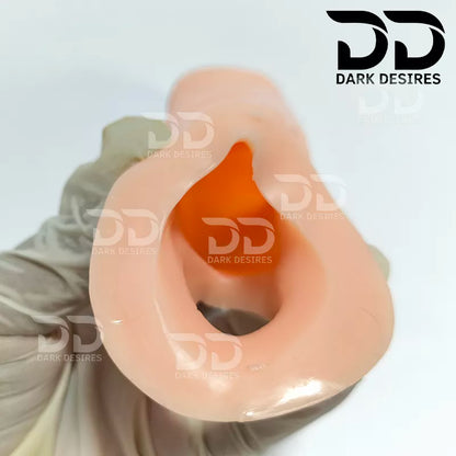 Hollow Penis Sleeve 8 inch double hole penis sleeve flesh tone color Silicon girth extender penis sleeve India cock sleeve india by DarkDesires penis sleeve in India