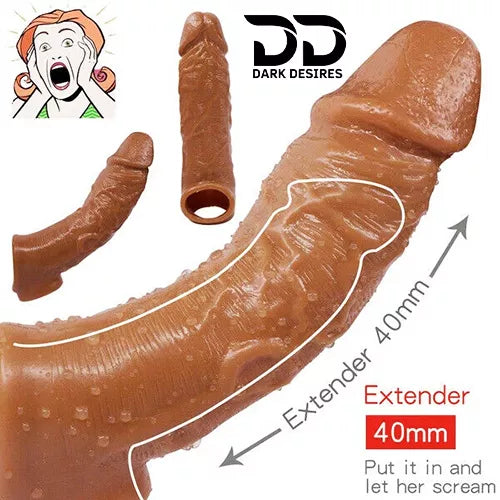6 inch double hole penis sleeve brown Silicon girth extender penis sleeve India cock sleeve india by DarkDesires penis sleeve in India