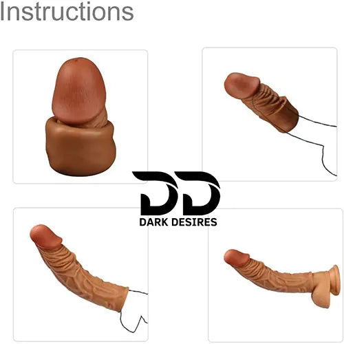 8 inch single hole penis sleeve Silicon solid tip penis sleeve extender Skin Tone India by DarkDesires