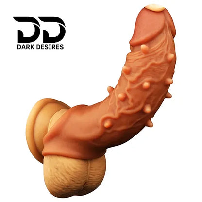 double hole spike textured penis sleeve dragon condom silicone sleeve Skin Tone India by DarkDesires