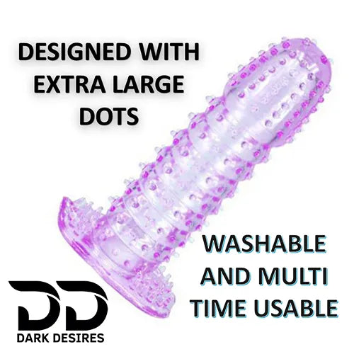 Pink crystal condom made from soft, skin-friendly silicone. Washable, reusable, and extra dotted for enhanced pleasure. Dark Desires
