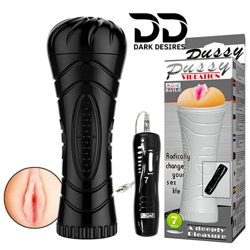 Premium Remote Control Vibrating Masturbator – 7 Mode Rechargeable Stroker Black color India by DarkDesires