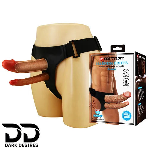 Pretty Love Hollow Strap-On Double Dildo – Adjustable Belt