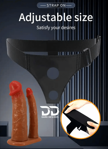 Pretty Love Hollow Strap-On Double Dildo – Adjustable Belt - Dark Desires