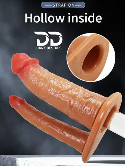 Pretty Love Hollow Strap-On Double Dildo – Adjustable Belt - Dark Desires